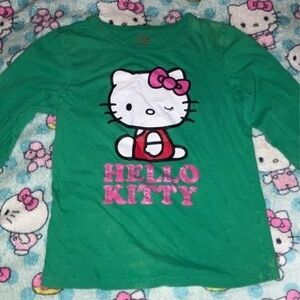 Hello Kitty Teal Long Sleeve Tee with Pink Accents